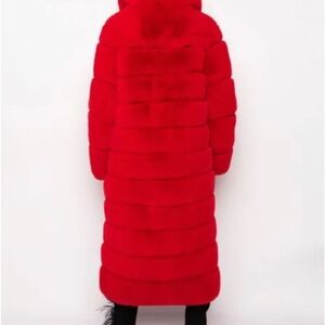 Red faux fur coat. New condition